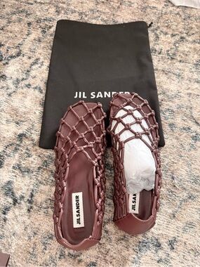 Jil Sander woven ballerina flats in Burgundy